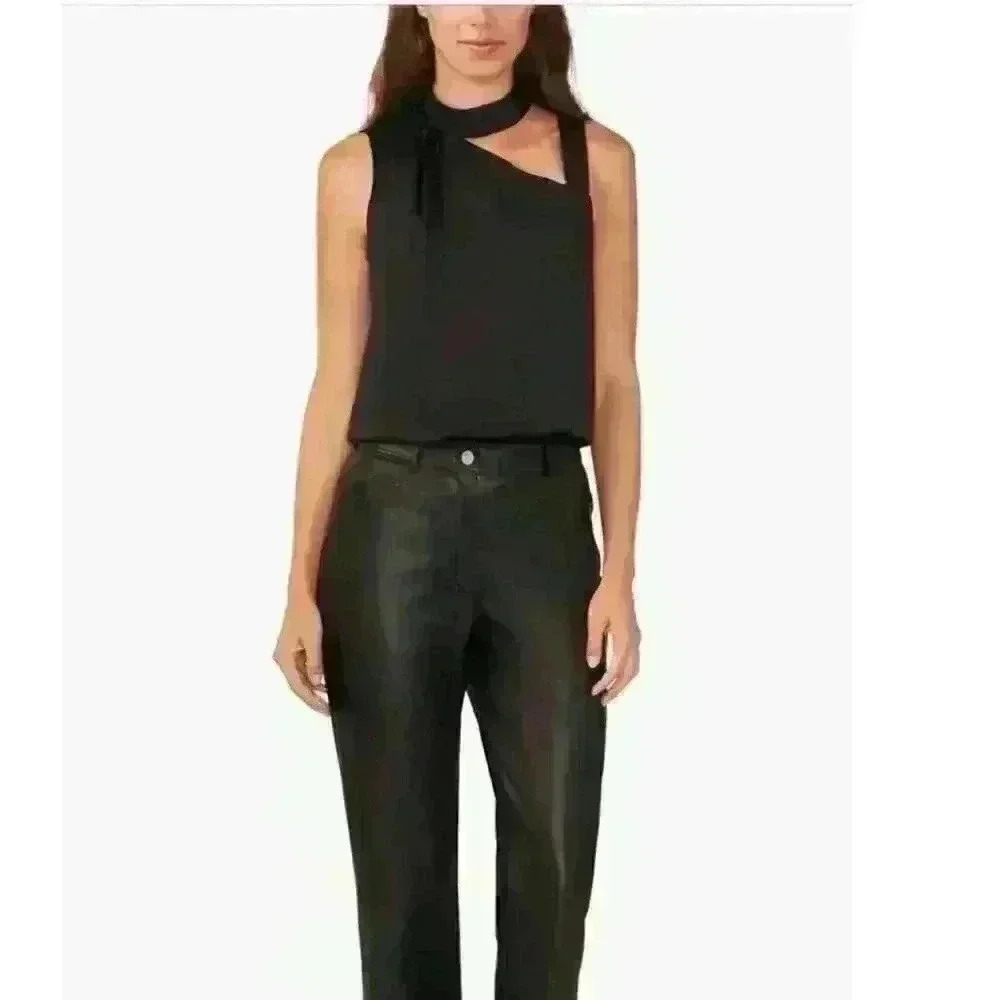 Halogen Cutout Sequin Strap Black Satin Top Size XL NWT - Picture 2 of 7